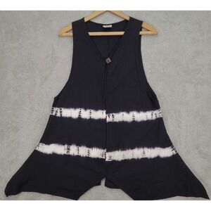 Peanut Punch Tie Dye Vest Sz M Open Front Sleeveless Bohemian Beach Cover‎ Up